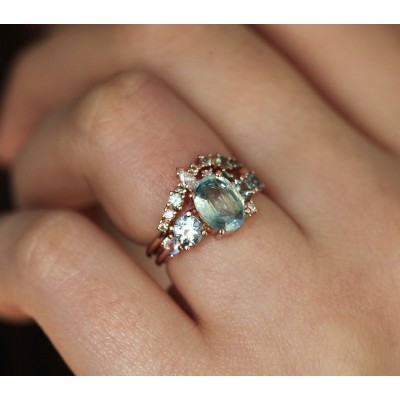 Revel Light Green Sapphire Cluster Ring
