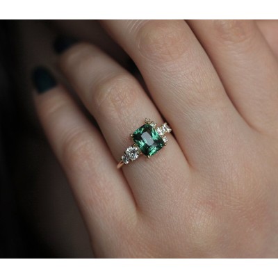 Serafina Green Sapphire Diamond Ring
