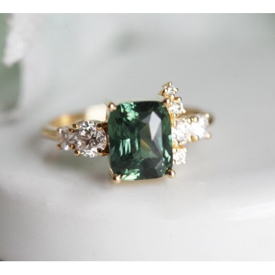 Serafina Green Sapphire Diamond Ring
