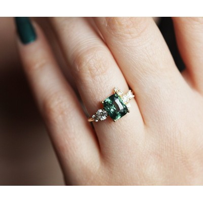 Serafina Green Sapphire Diamond Ring
