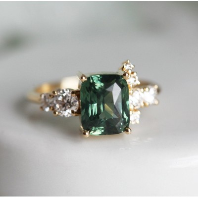 Serafina Green Sapphire Diamond Ring
