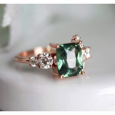 Serafina Green Sapphire Diamond Ring
