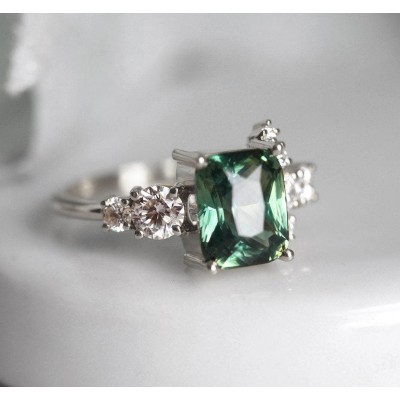 Serafina Green Sapphire Diamond Ring
