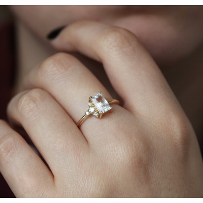 Theodore White Sapphire Diamond Ring
