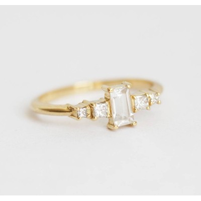 White Sapphire Ring, Sapphire Engagement Ring
