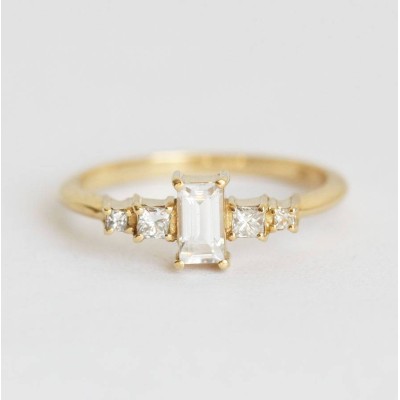 White Sapphire Ring, Sapphire Engagement Ring
