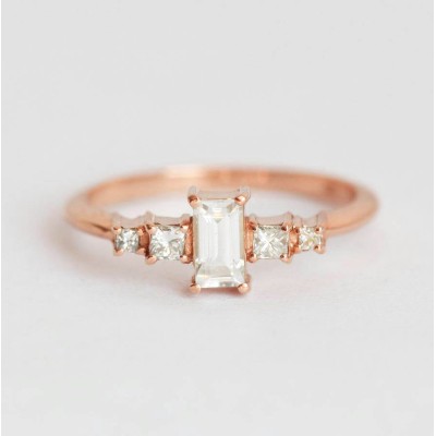 White Sapphire Ring, Sapphire Engagement Ring
