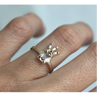 White Sapphire Ring, Unique Diamond Ring
