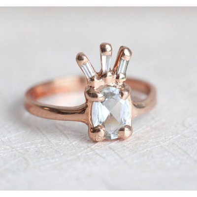 White Sapphire Ring, Unique Diamond Ring
