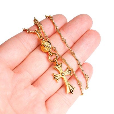 22K GOLD CROSS WITH ONE GOLD BALL CHARM