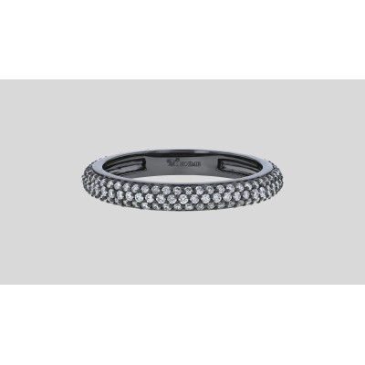 3 Row Micro Pavé White Diamond Band