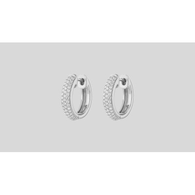 3 Row Micro Pavé White Diamond Earrings