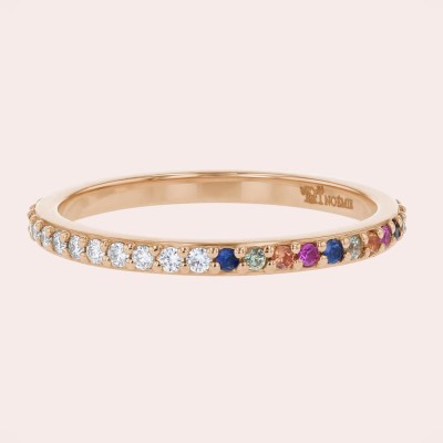 The Half White Diamond Half Multi-Color Sapphire Eternity Band Ring