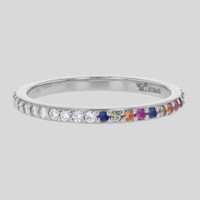 The Half White Diamond Half Multi-Color Sapphire Eternity Band Ring
