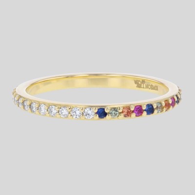 The Half White Diamond Half Multi-Color Sapphire Eternity Band Ring