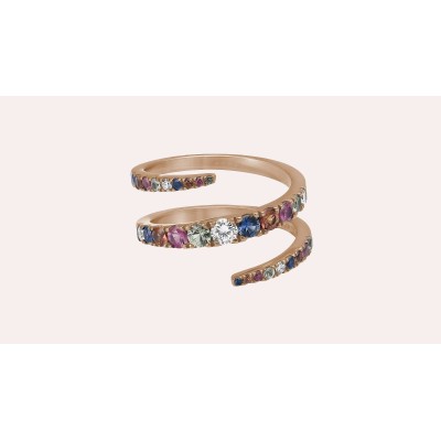 The Multi-Color Sapphire Graduate Spiral Ring