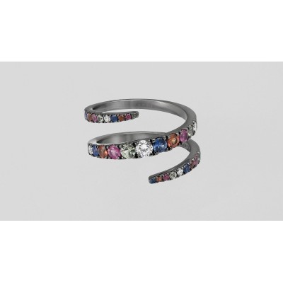 The Multi-Color Sapphire Graduate Spiral Ring