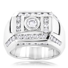 2 Carat Platinum Men's Diamond Ring by Luxurman