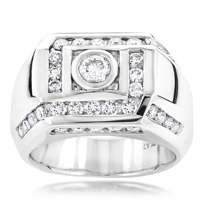 2 Carat Platinum Men's Diamond Ring by Luxurman