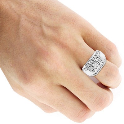 2 Carat Platinum Men's Diamond Ring by Luxurman