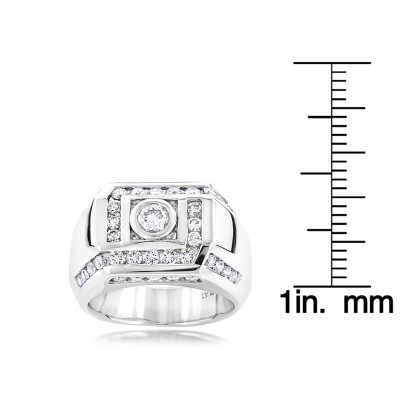 2 Carat Platinum Men's Diamond Ring by Luxurman