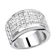 5 Carat G VS Invisible Set Princess Cut Diamond Wedding Band in Platinum