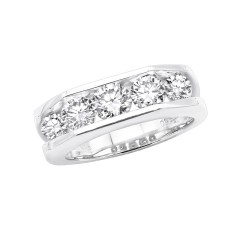 5 Stone Platinum Men's Diamond Wedding Ring 2.45ct VS Anniversary Band