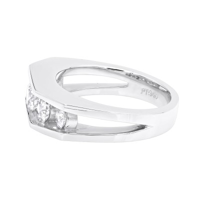 5 Stone Platinum Men's Diamond Wedding Ring 2.45ct VS Anniversary Band