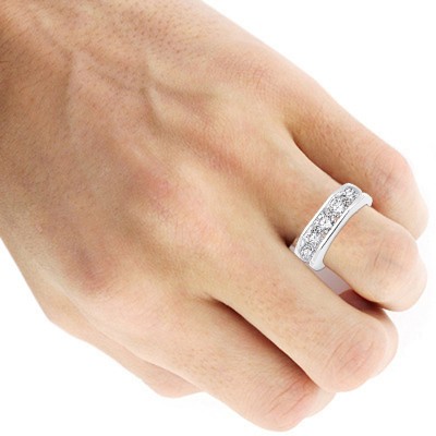 5 Stone Platinum Men's Diamond Wedding Ring 2.45ct VS Anniversary Band