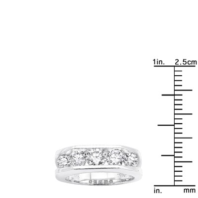 5 Stone Platinum Men's Diamond Wedding Ring 2.45ct VS Anniversary Band