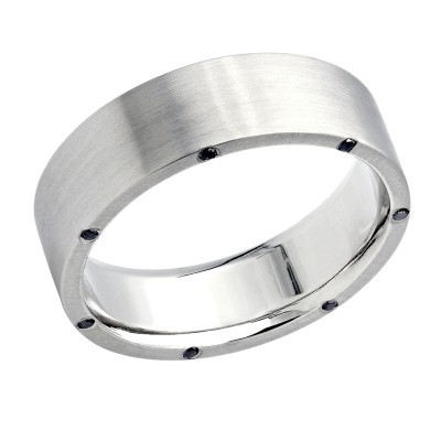 Black Diamond Eternity Band for Men in Platinum 0.21ct 7mm Wide