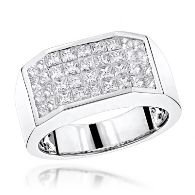 Luxurman Unique Platinum Princess Cut Diamond Band for Men 3.25ct