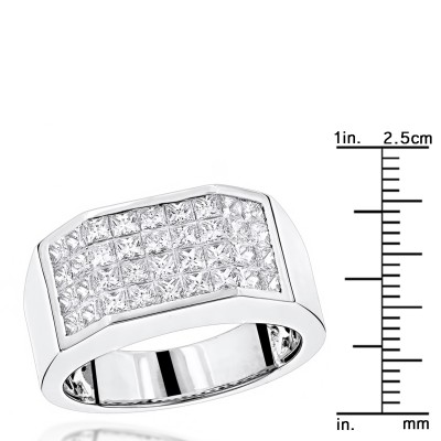 Luxurman Unique Platinum Princess Cut Diamond Band for Men 3.25ct