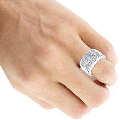 Luxurman Unique Platinum Princess Cut Diamond Band for Men 3.25ct