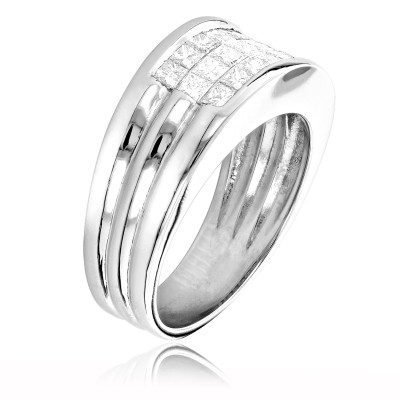 Men's Platinum Diamond Band Invisible Set Princess Cut Pinky Ring 2ct