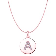 "A" Diamond Initial 14K Rose Gold Disk Pendant (0.13ct)