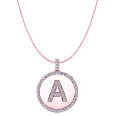 "A" Diamond Initial 14K Rose Gold Disk Pendant (0.53ct)