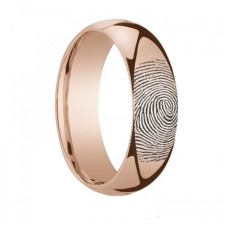 10k Fingerprint Ring Rose Gold Engraved Domed Band - 4mm - 8mm