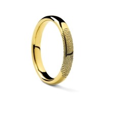 10k Fingerprint Ring Yellow Gold Engraved Domed Band - 4mm - 8mm