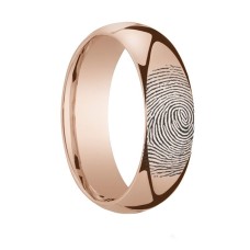 14k Fingerprint Ring Rose Gold Engraved Domed Band - 4mm - 8mm