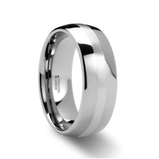 ALTHALOS Palladium Inlaid Domed Tungsten Ring 6mm or 8mm