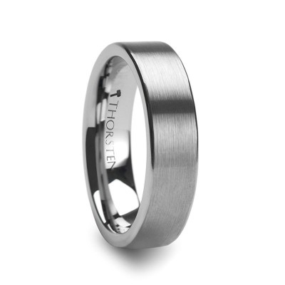 MERCURY Flat Brushed Finish Tungsten Wedding Ring - 4mm - 12mm