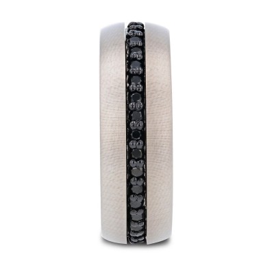 PILOT Gunmetal Tungsten Ring with Black Sapphires - 8mm