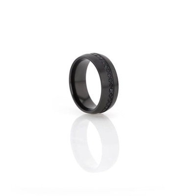 TALON Black Titanium Ring with Black Sapphires - 6mm - 8mm