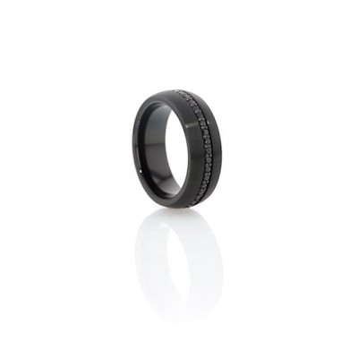 VALIANT Black Tungsten Ring with Black Sapphires - 8mm