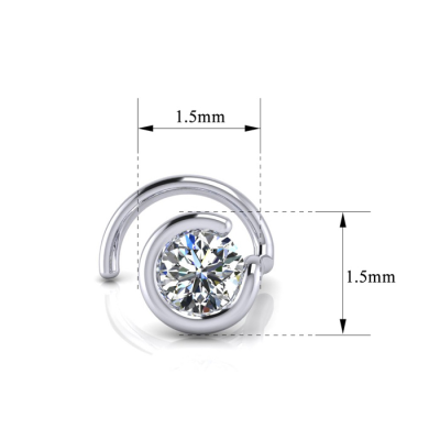 0.02ct 1.5mm Diamond Nose Ring In 14K White Gold