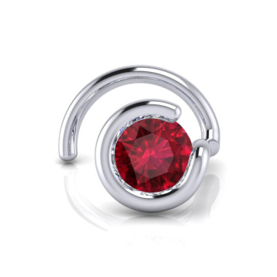 0.02ct 1.5mm Ruby Nose Ring In 14K White Gold