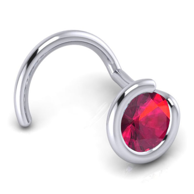 0.02ct 1.5mm Ruby Nose Ring In 14K White Gold