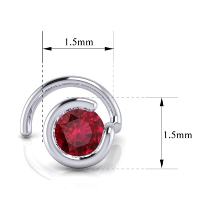 0.02ct 1.5mm Ruby Nose Ring In 14K White Gold