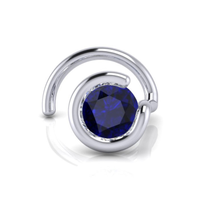 0.02ct 1.5mm Sapphire Nose Ring In 14K White Gold